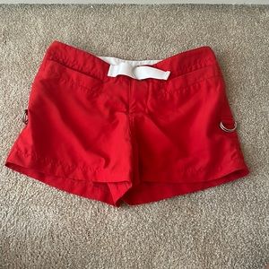 Red and white cargo shorts vintage.